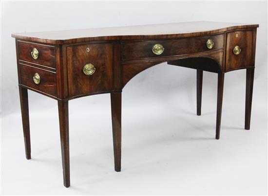 A George III mahogany serpentine sideboard, W.6ft 4in. D.2ft 6in. H.3ft